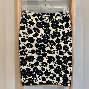 LOFT Floral Pencil Skirt (black and cream)